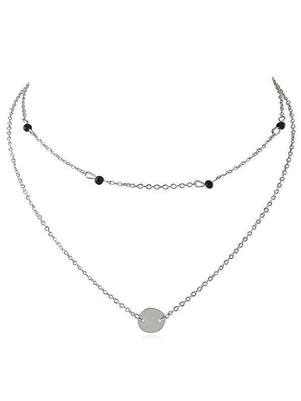 

Double Layer Beaded Chain Necklace, Silver