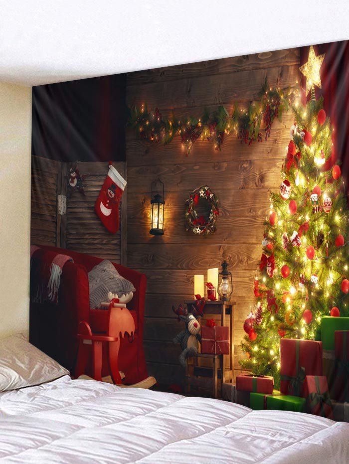 

Christmas Tree and Stocking Printed Wall Hanging Tapestry, Multi