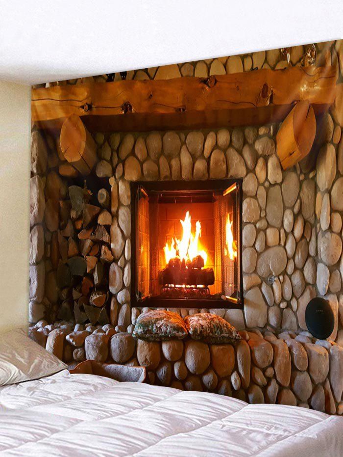 46 Off 2019 Christmas Fireplace Pattern Wall Art Tapestry