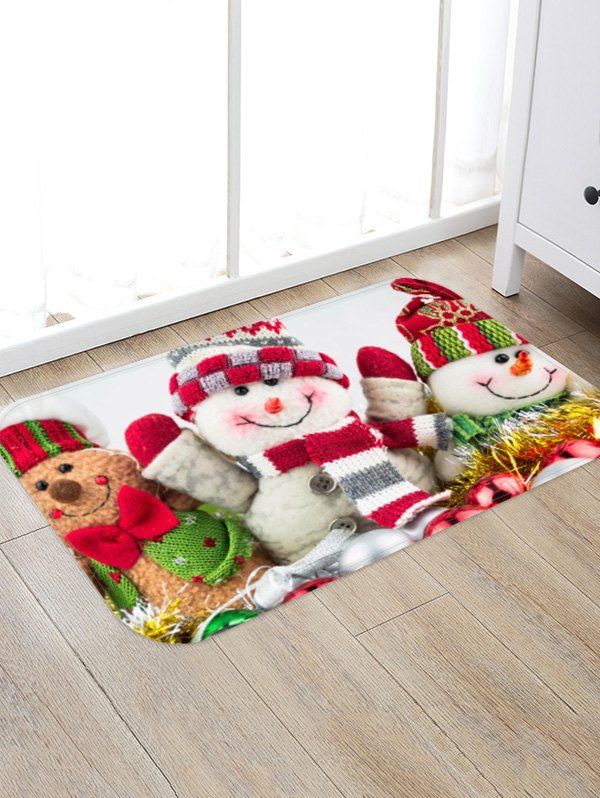 

Christmas Snowmen Pattern Water Absorption Area Rug, Multi