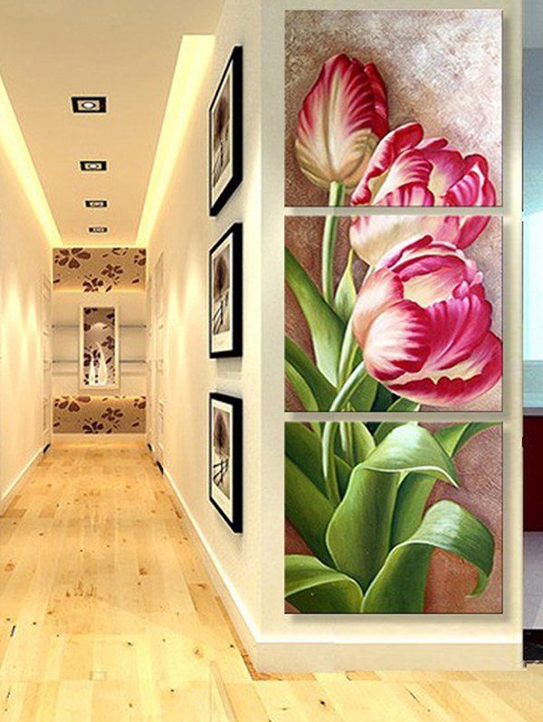 [48 OFF] Blooming Flower Print Unframed Split Canvas Paintings Rosegal