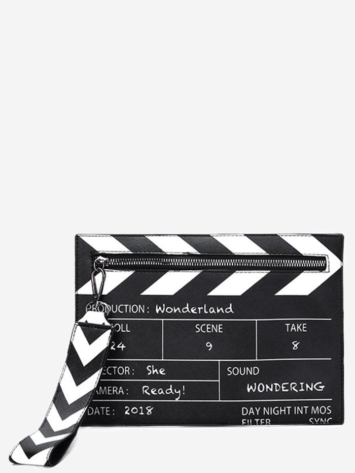 

Clapperboard Shape PU Leather Clutch Bag, Black