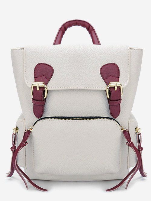 Sac à Dos De Voyage En PU Cuir Boucle Couleur Contrasté  