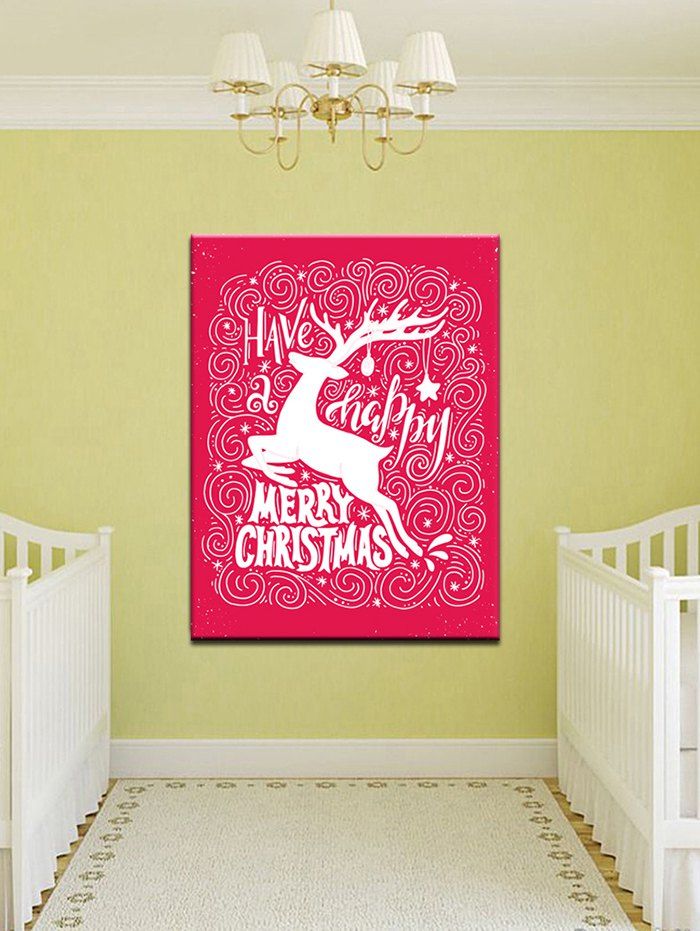 

Christmas Deer Print Unframed Canvas Art Paintings, Pink lemonade