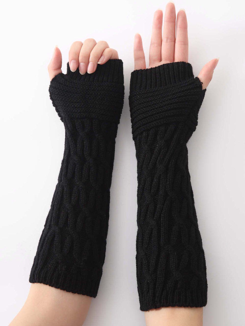

Unique Irregular Striped Crochet Knitted Gloves, Black