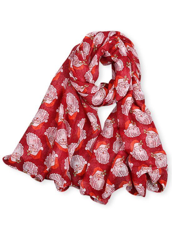 

Vintage Santa Claus Printed Long Scarf, Red