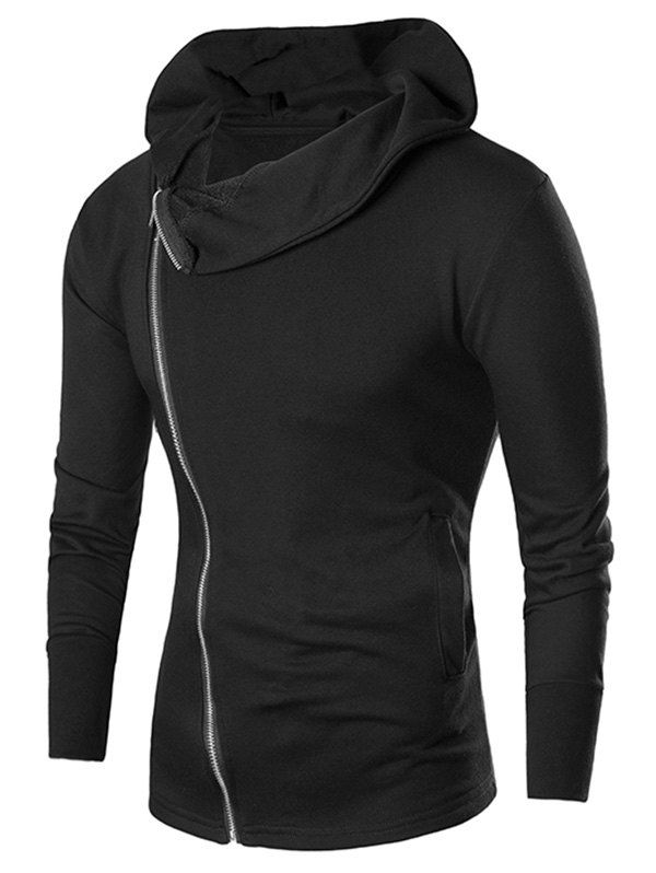 slanted zipper hoodie