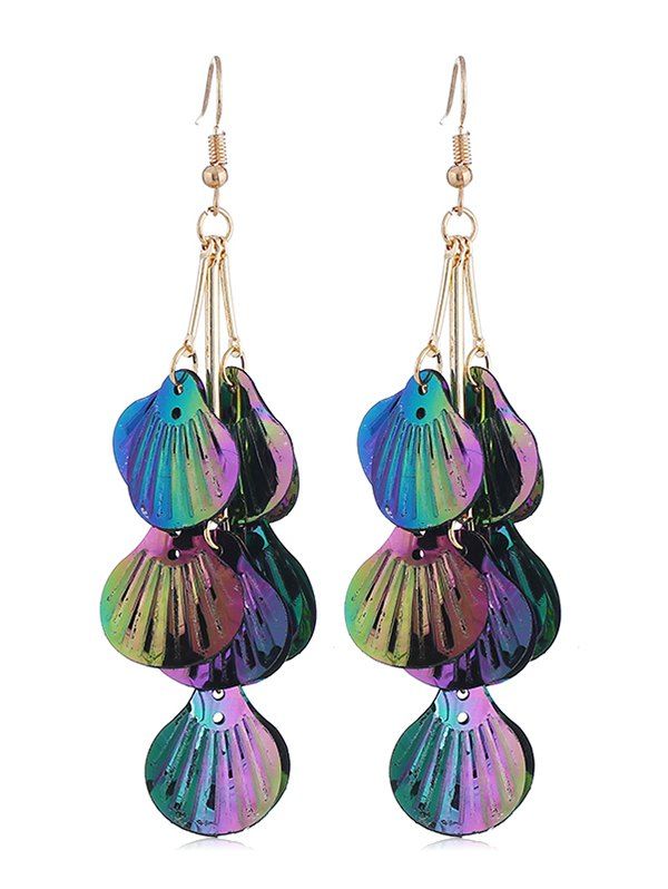 

Shell Design Drop Earrings, Multi