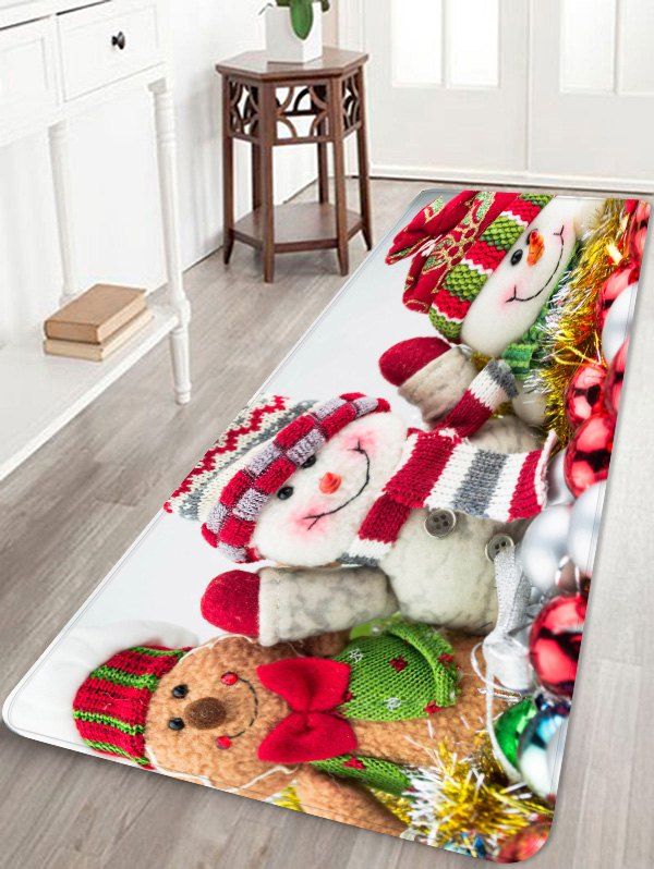 

Christmas Snowmen Pattern Water Absorption Area Rug, Multi