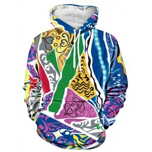 

Various Figures Printed Kanga Pocket Hoodie, Multi