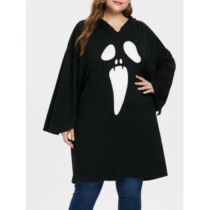

Plus Size Halloween Extra Long Hoodie, Black