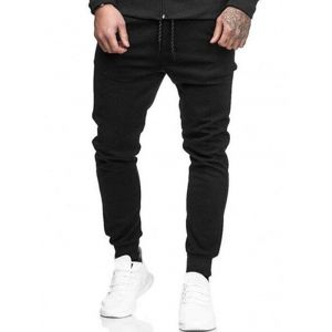 

Solid Lateral Pockets Sports Jogger Pants, Black
