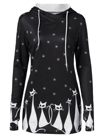 Deep Blue Xl Christmas Hooded Long Sleeve Snowflake And Letter Pattern ...