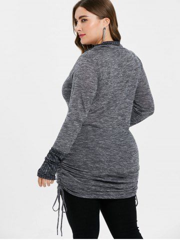 

Plus Size Kangaroo Pocket Extra Long T-shirt, Smokey gray
