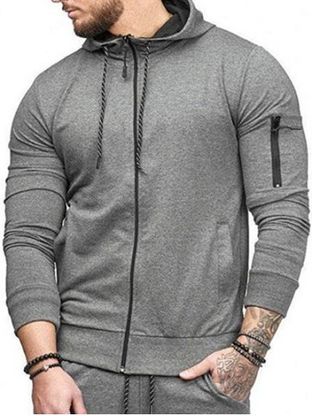 Casual Pockets Zip Up Sports Hoodie