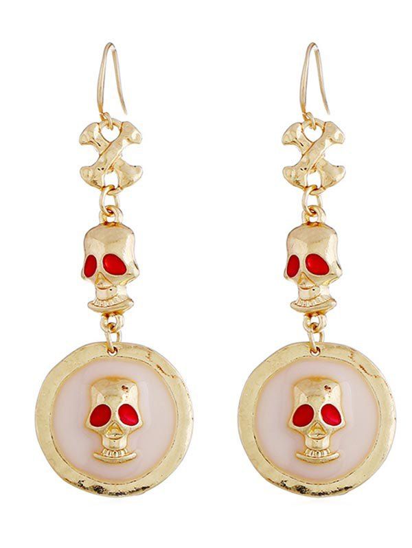 

Halloween Decoration Skull Design Earrings, Gold