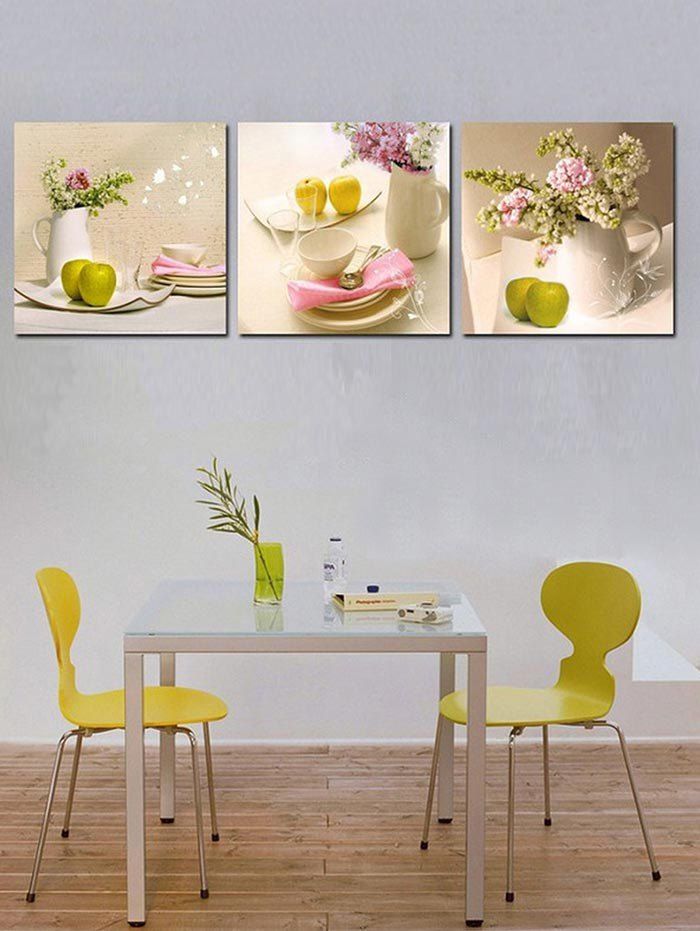 

Flower Tableware Print Unframed Split Canvas Paintings, Multi