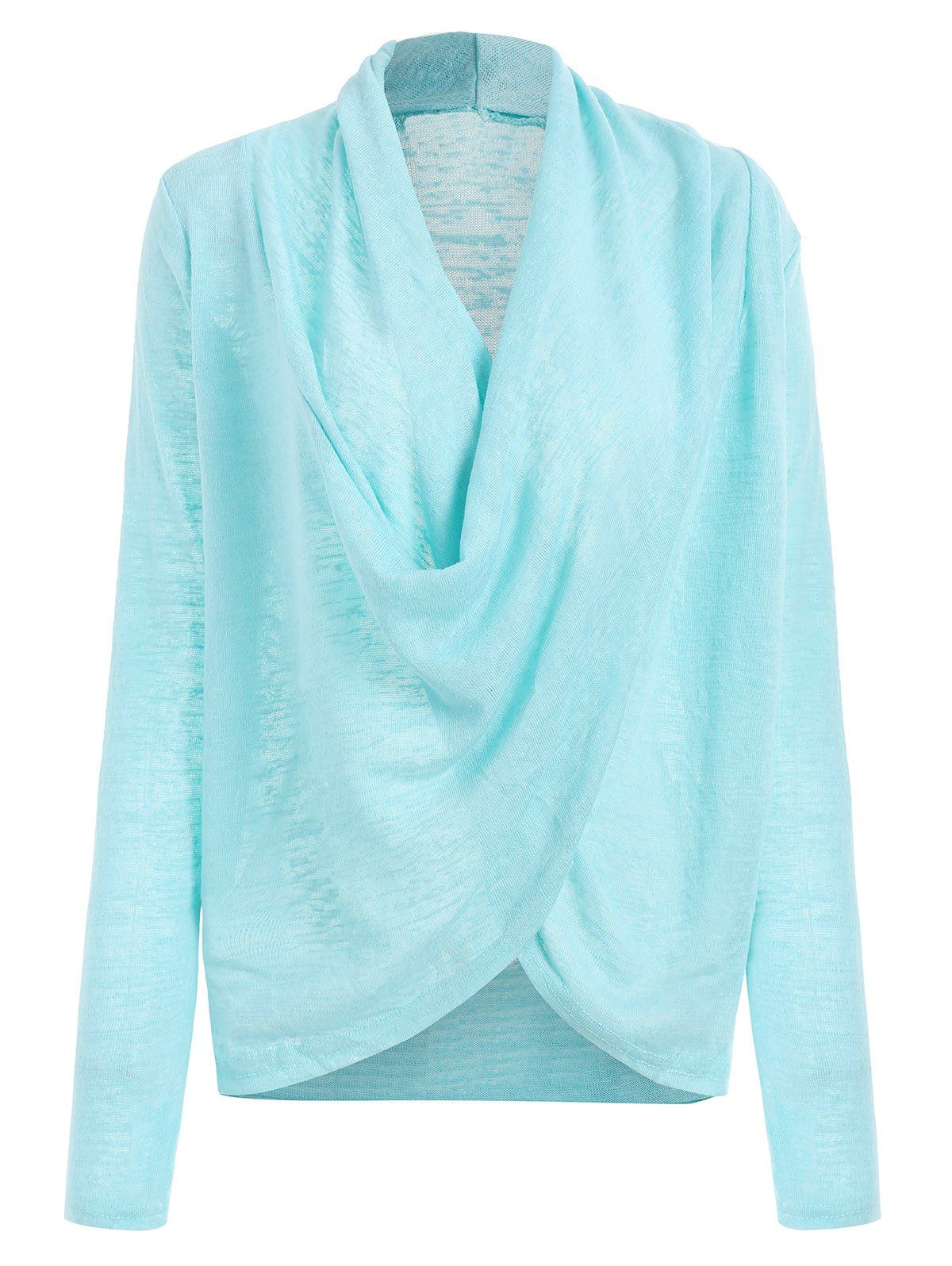 

Cross Drape Wrap Sweater, Azure