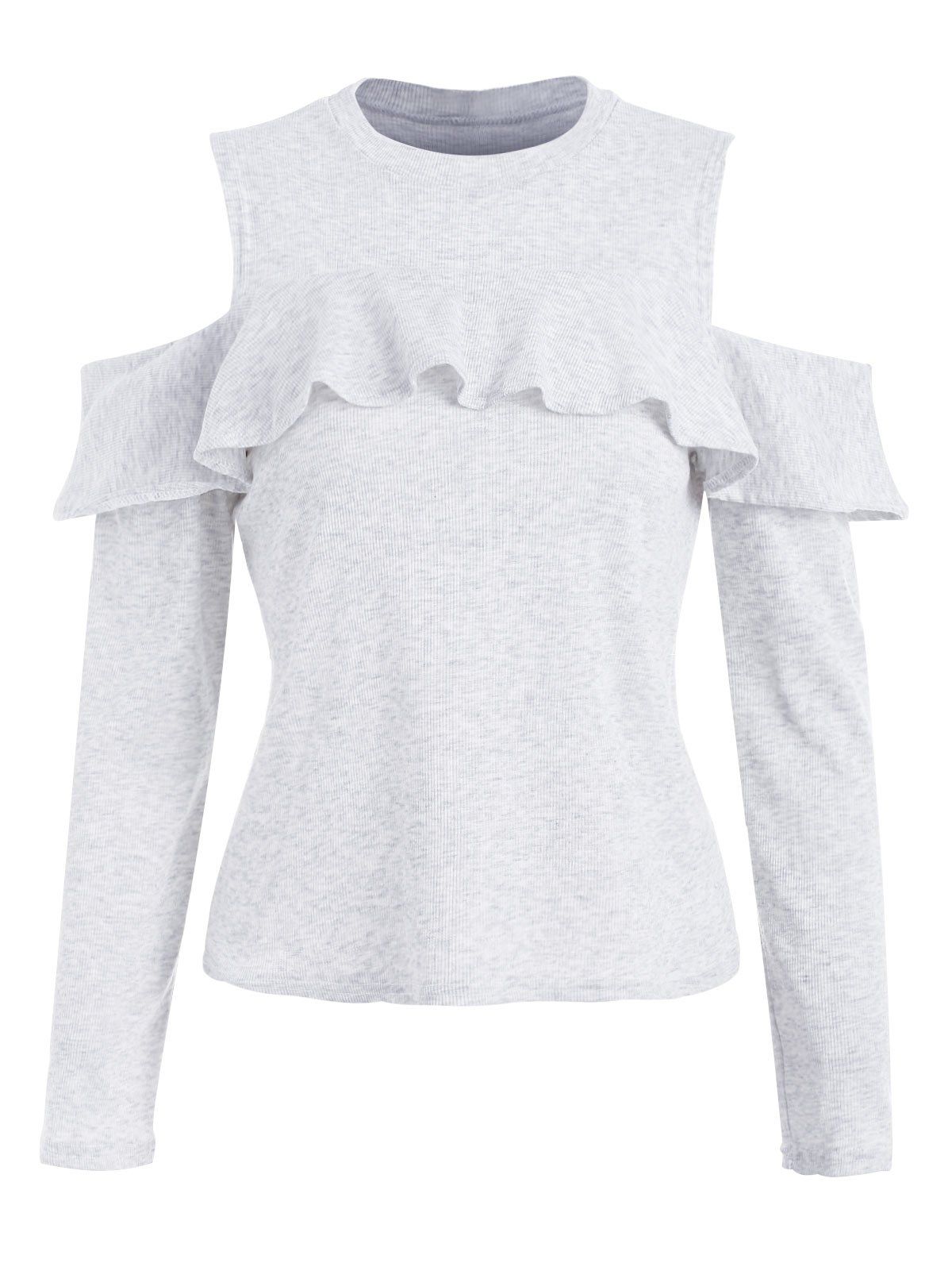 

Open Shoulder Ribbed Knitwear, Platinum
