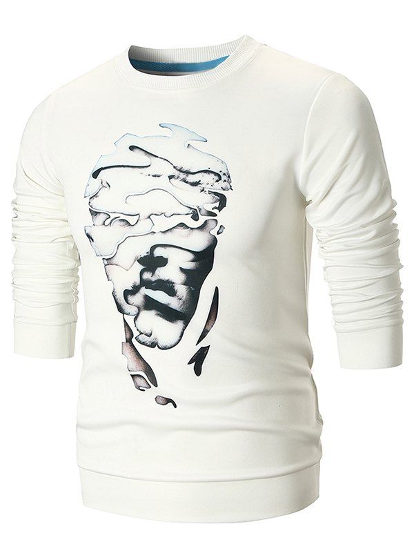 

Abstract Face Pattern Pullover Sweatshirt, White