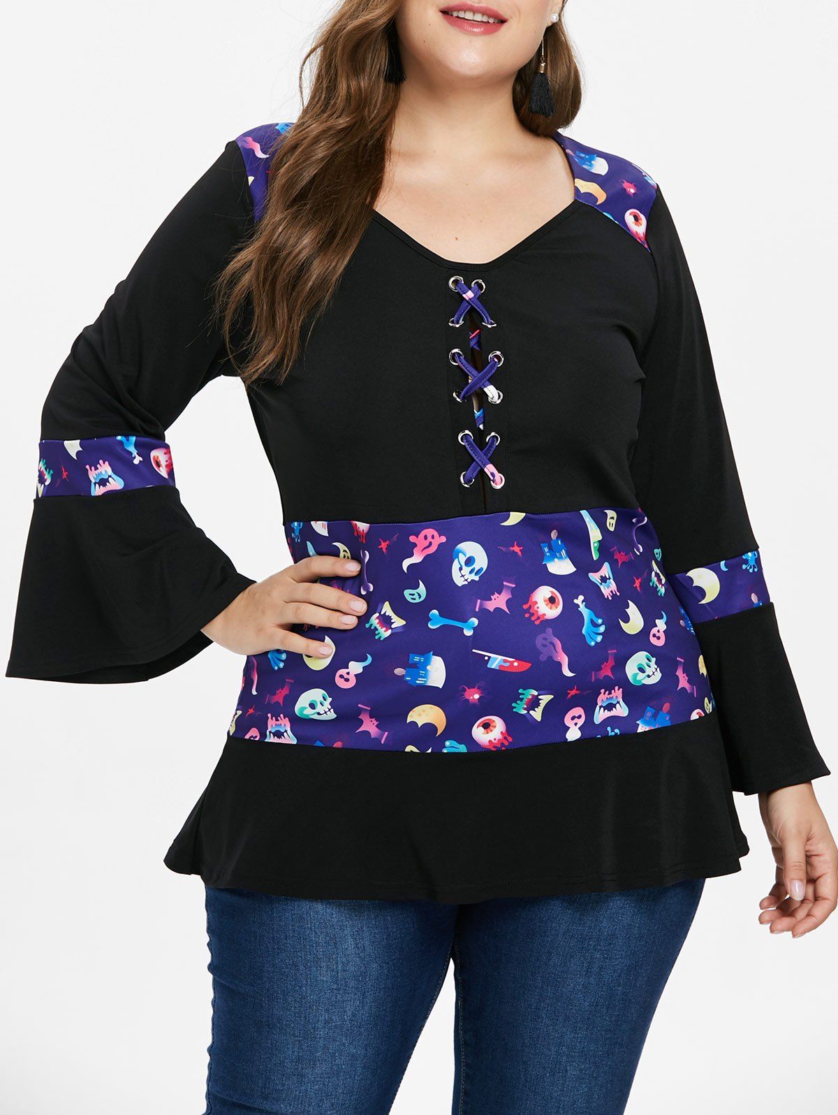 

Plus Size Criss Cross Halloween T-shirt, Black
