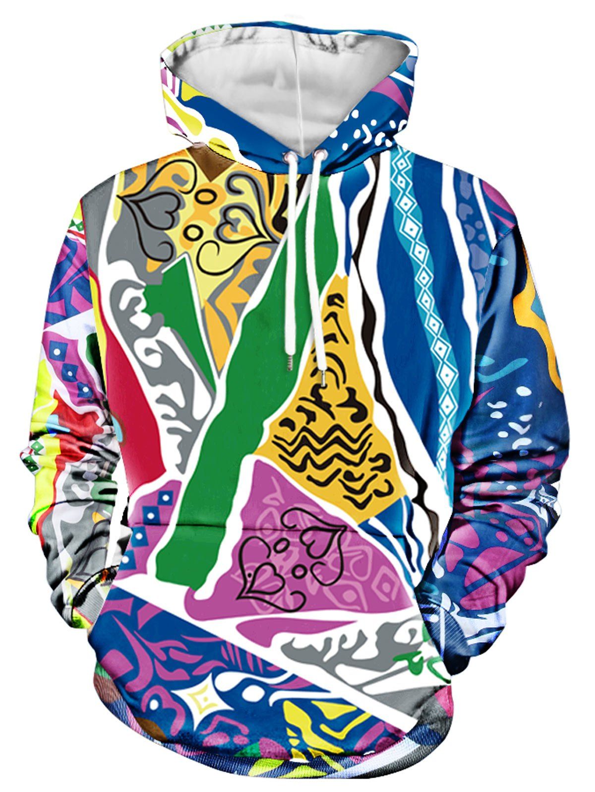 

Various Figures Printed Kanga Pocket Hoodie, Multi