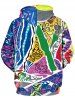 Sweat-Shirt à Capuche avec Poche Kangourou à Imprimé Figures Variées - Multi 2XL