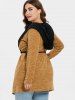 Plus Size Color Block Tunic Coat -  