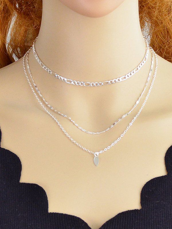 Simple Style Layer Necklace, Silver