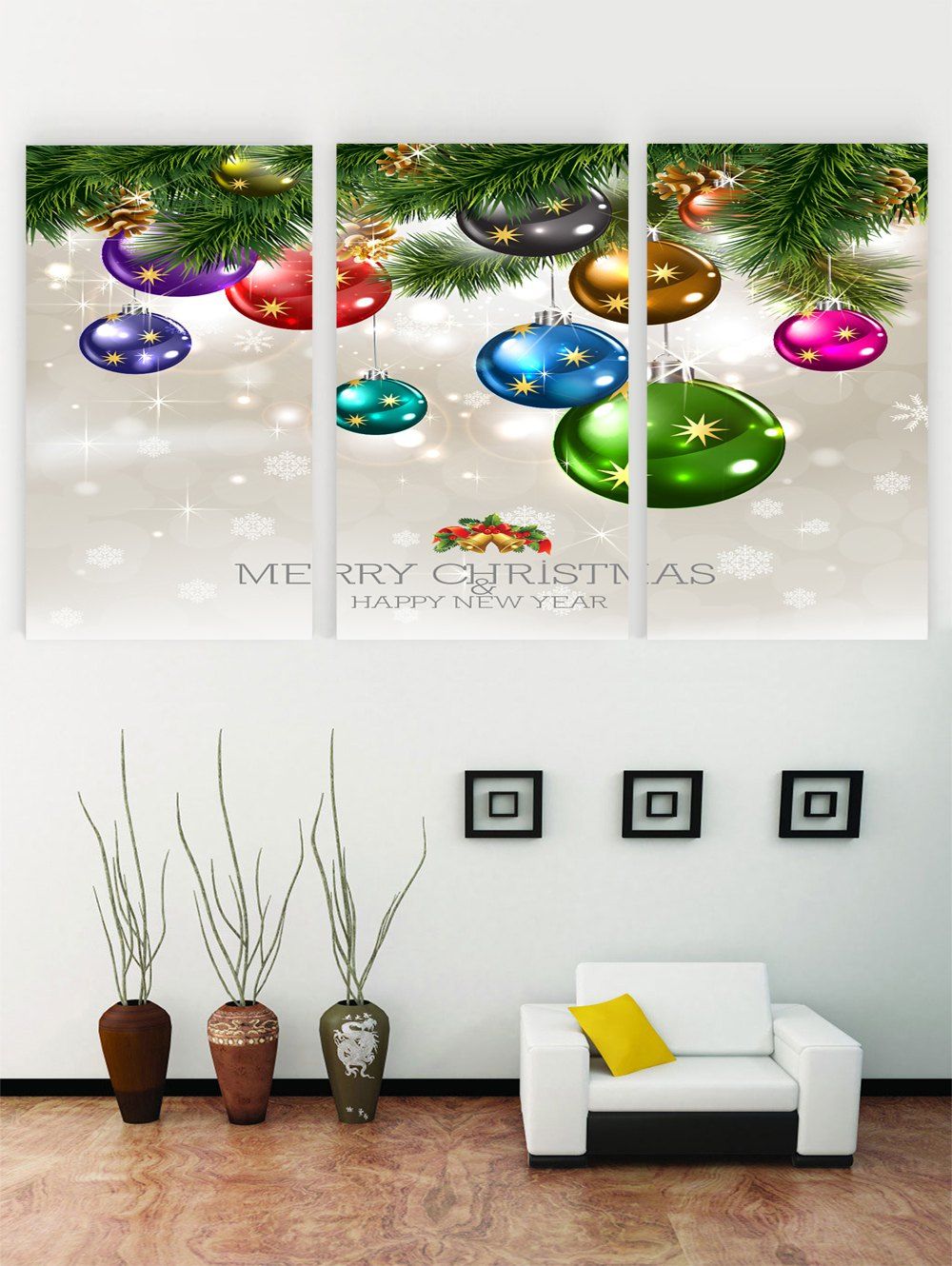 

Merry Christmas Happy New Year Printed Canvas Paintings, Multi