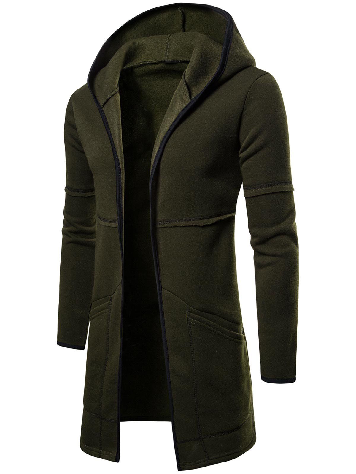 

Longline Long Sleeve Open Front Hoodie, Green