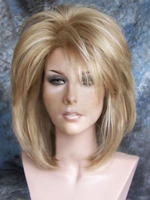 

Medium Side Bang Colormix Straight Synthetic Wig, Multi