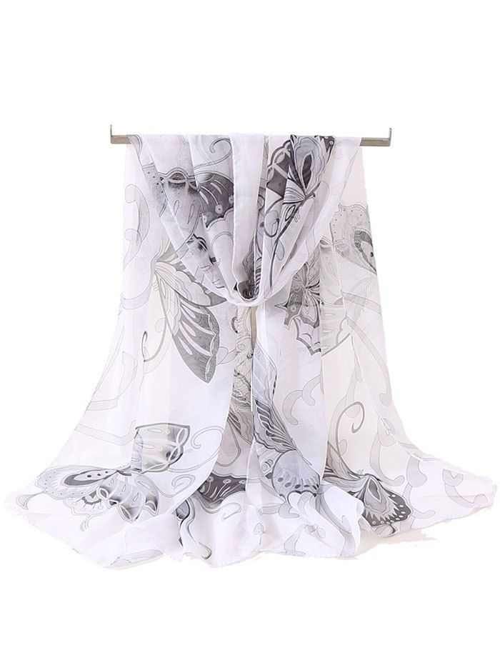 

Elegant Butterfly Printed Spring Fall Scarf, Multi-c
