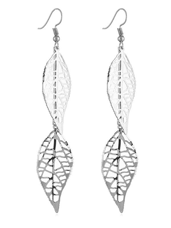 

Elegant Alloy Leaf Pattern Earrings, Silver