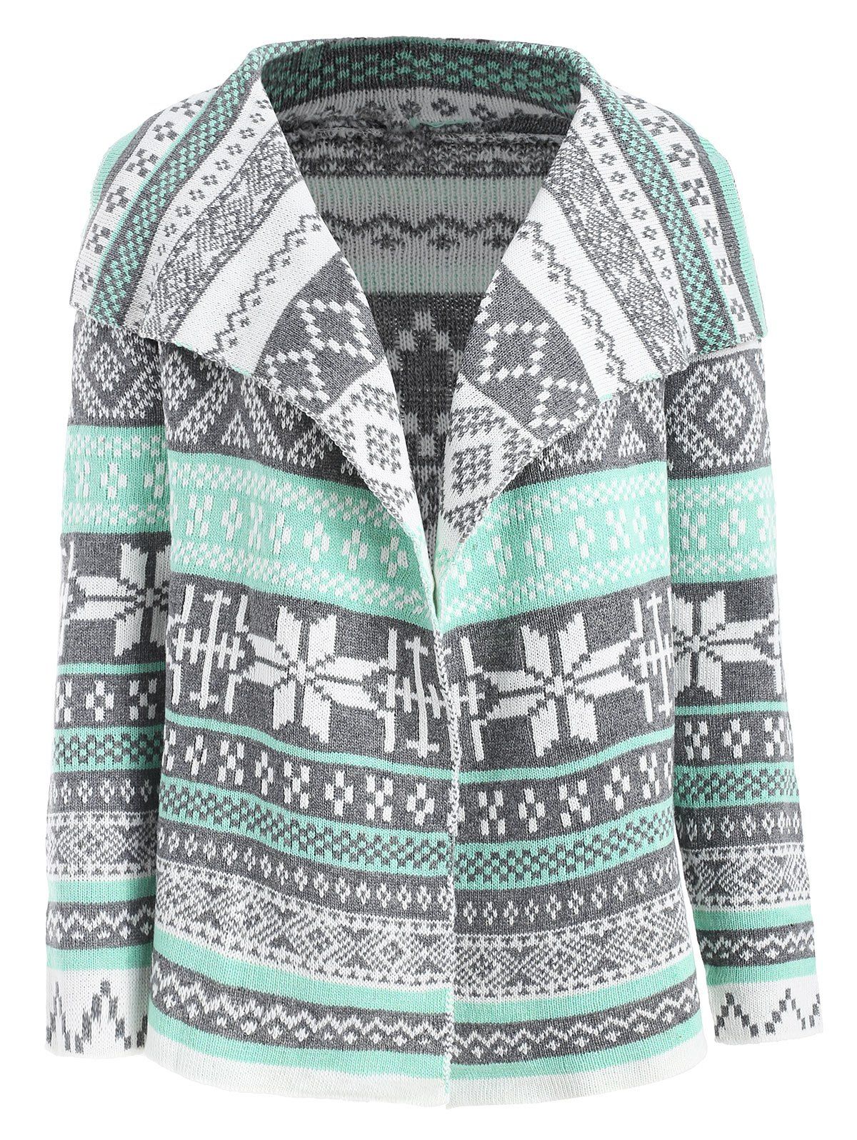 

Asymmetric Long Sleeve Geometric Cardigan, Colormix