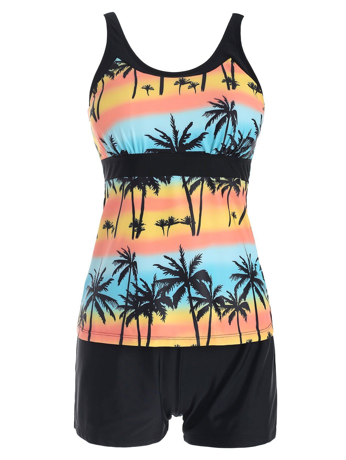 

Palm Tree Print Adjustable Straps Tankini, Multi