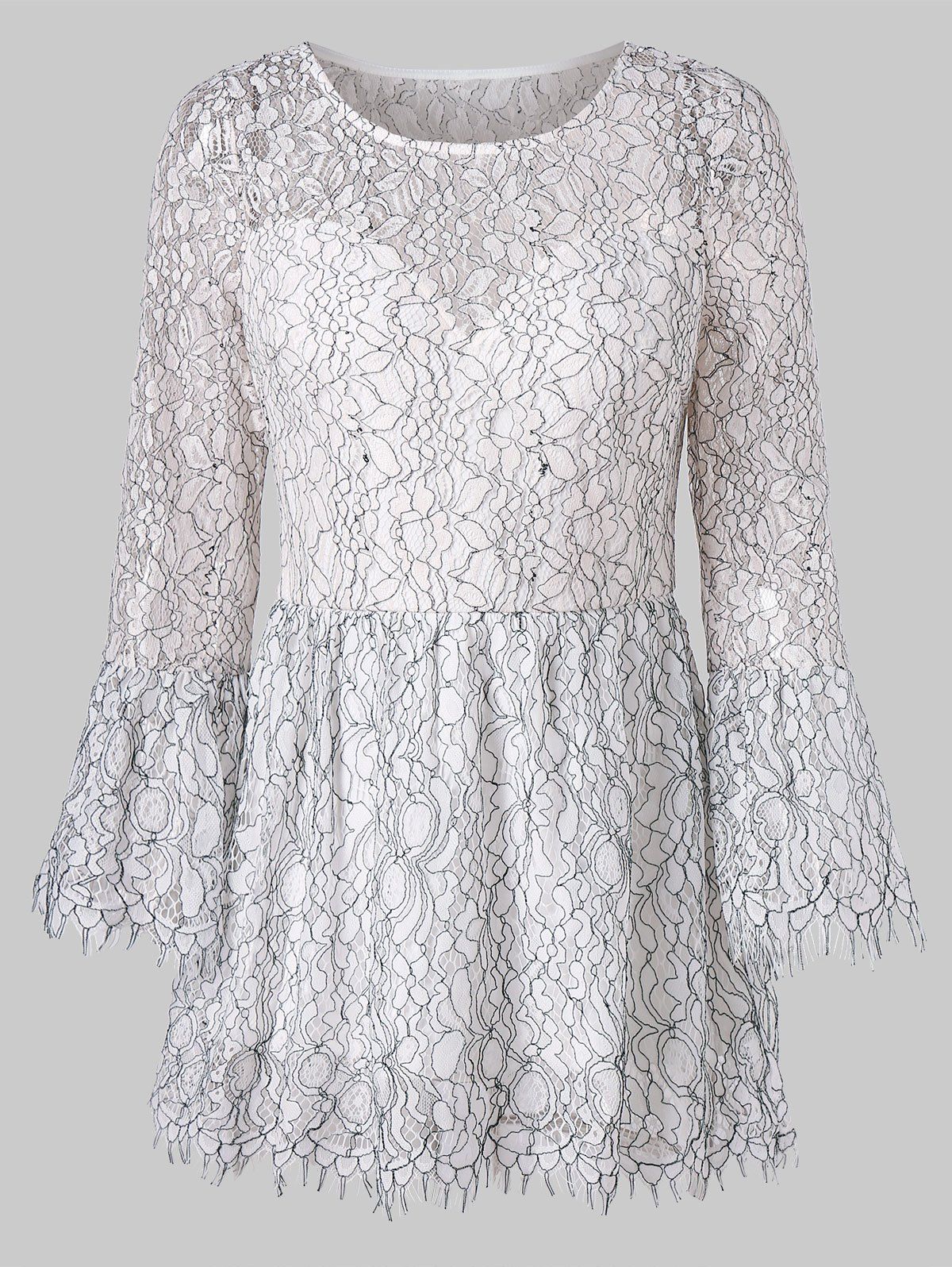 

Flare Sleeve Lace Peplum Blouse, White