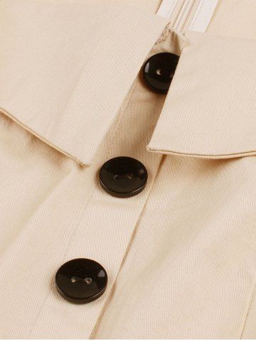 

Square Neck Plus Size Vintage A Line Dress with Belt, Blanched almond
