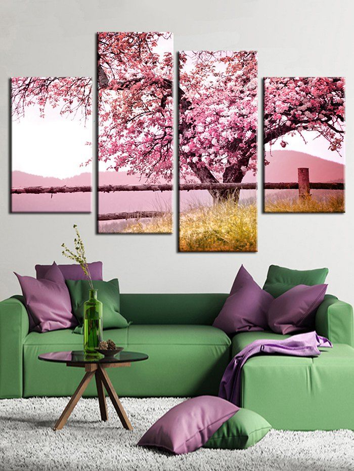 [46% OFF] Floral Tree Print Unframed Split Canvas Paintings | Rosegal