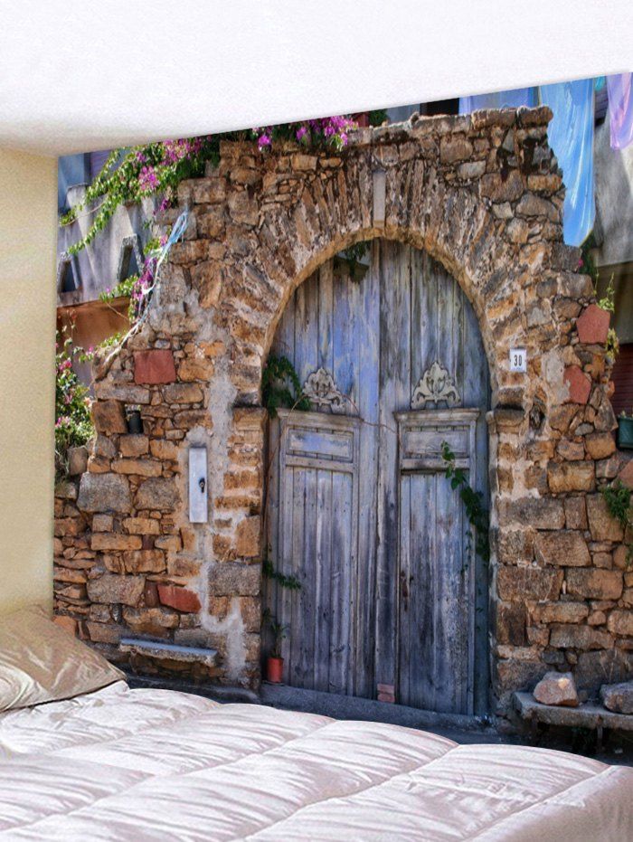 

Wall Hanging Art Retro Brick House Print Tapestry, Multi