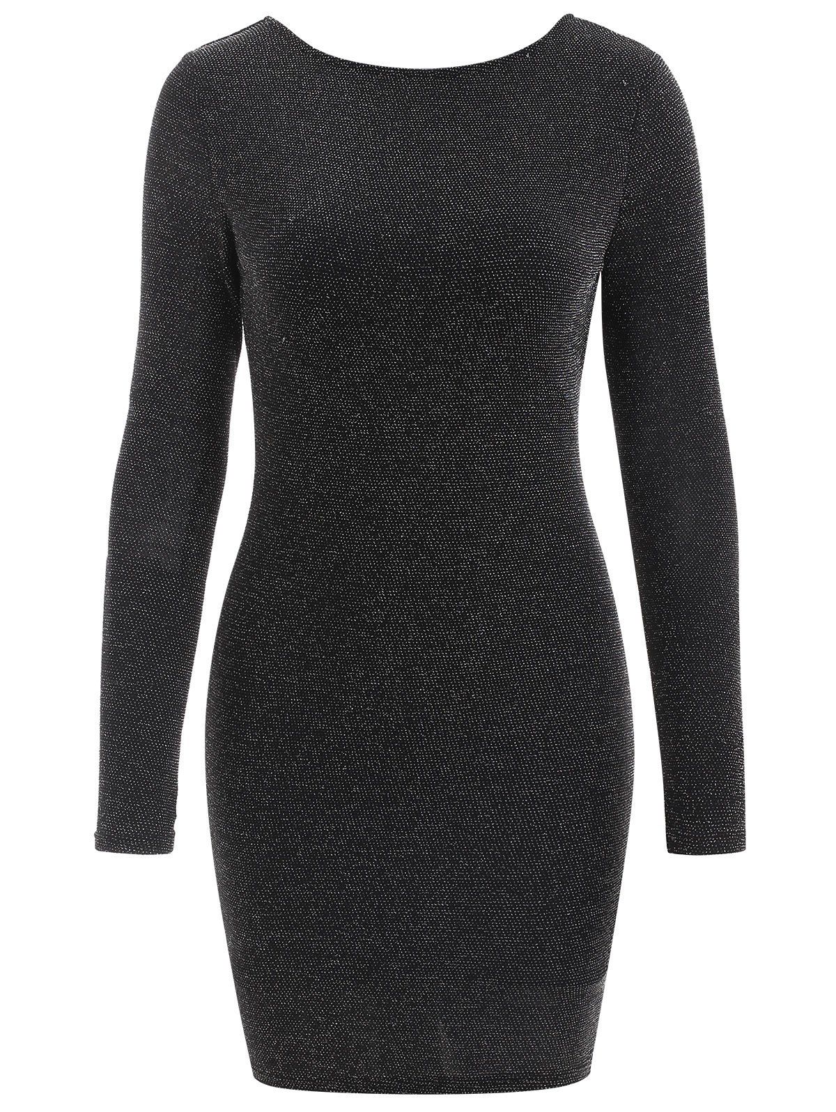 black sparkle long sleeve bodycon dress