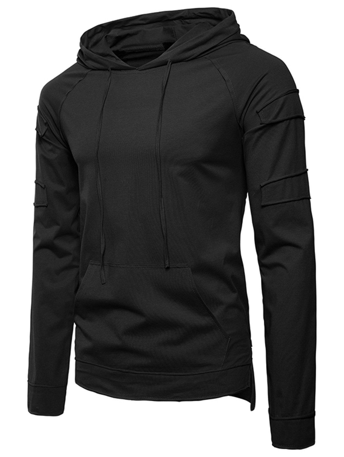 

Patch Panel Design Pouch Pocket Hoodie, Black