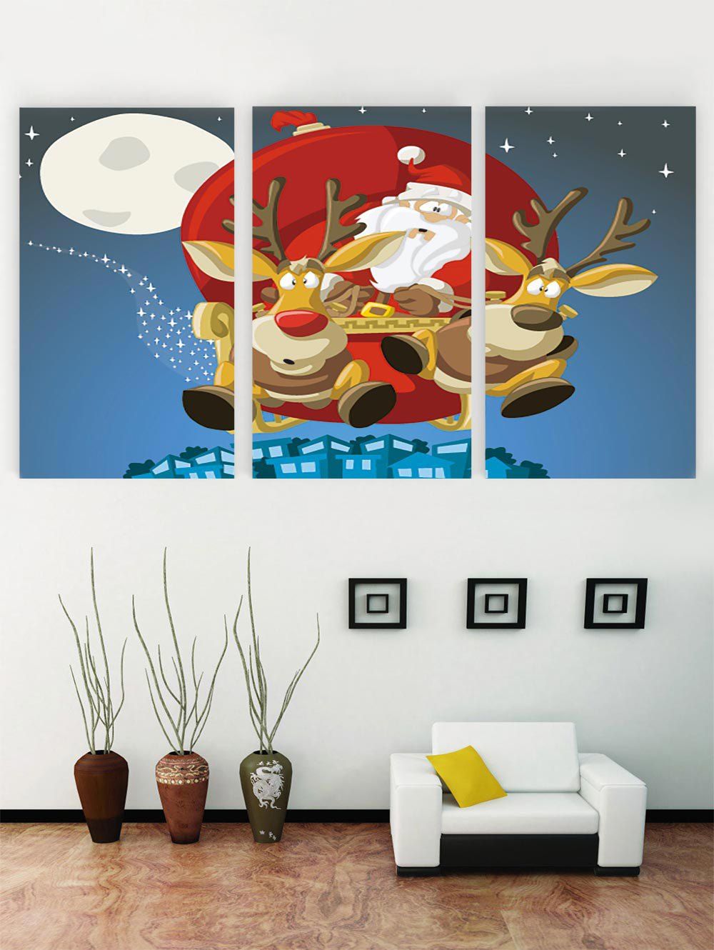 

Unframed Santa Claus Deer Print Canvas Paintings, Multi