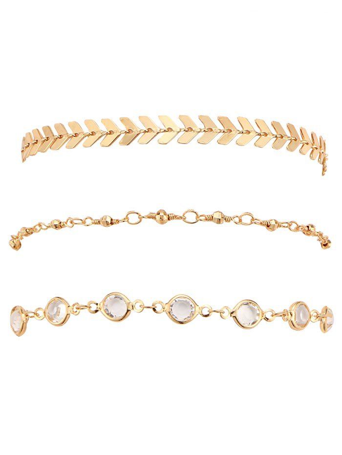 

Rhinestone Arrow Decorative Alloy Ankle Bracelet Set, Gold