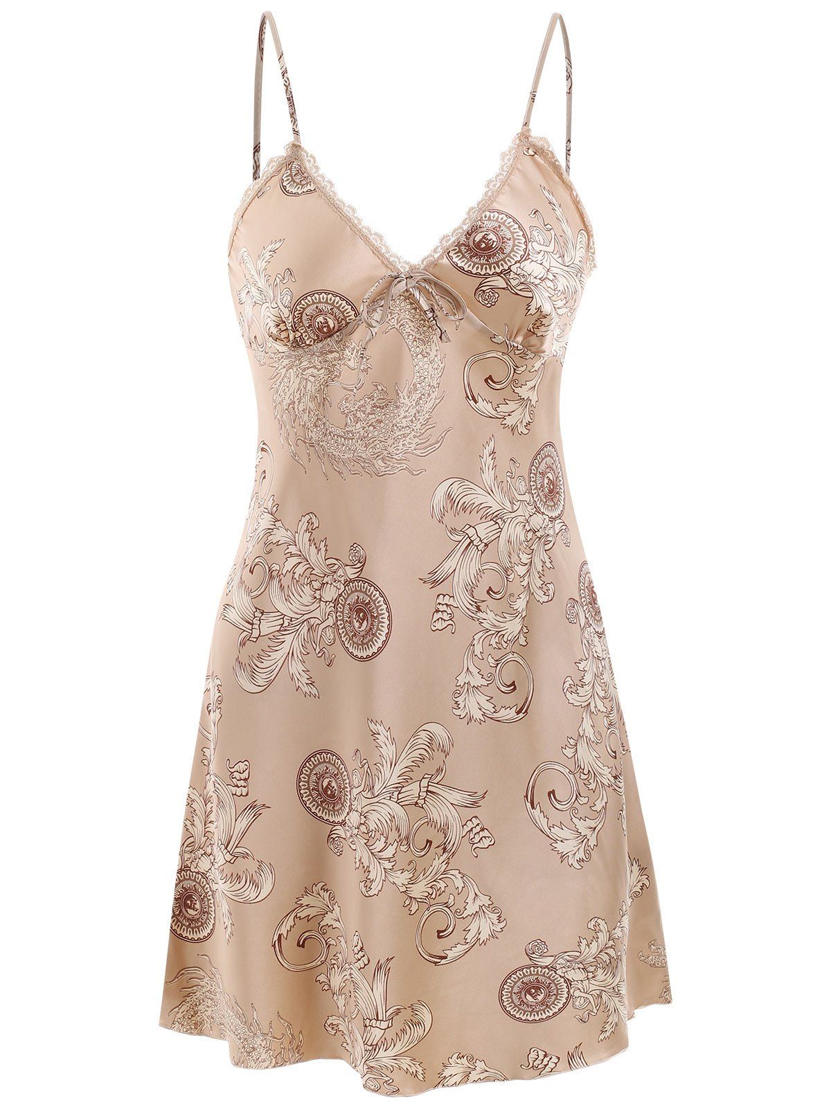 

Spaghetti Strap Satin Print Sleeping Dress, Champagne