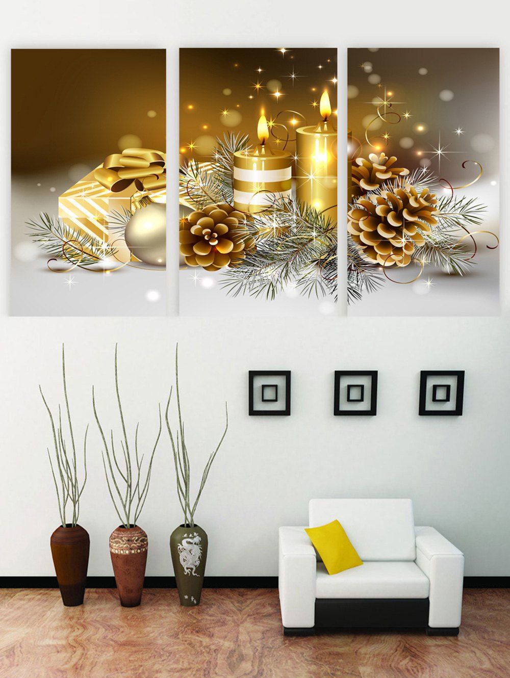 

Unframed Christmas Candle Print Canvas Paintings, Multi
