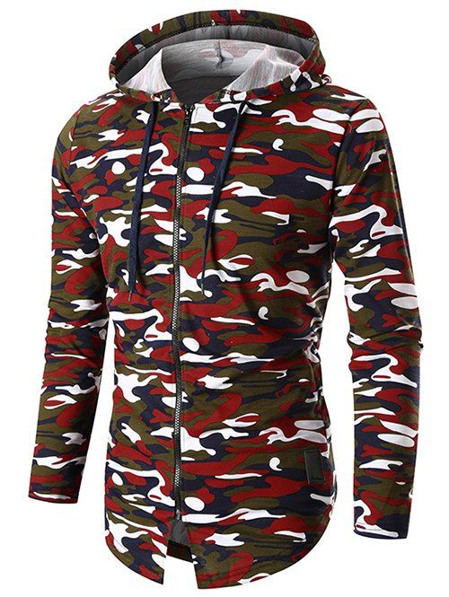 

Long Sleeve Zip Up Camo Hoodie, Red wine