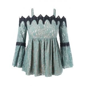 

Square Neck Plus Size Lace Blouse, Sea green