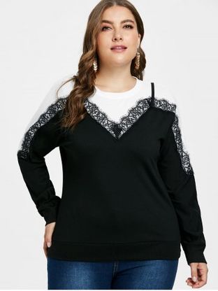 Plus Size Lace Eyelash Sweatshirt