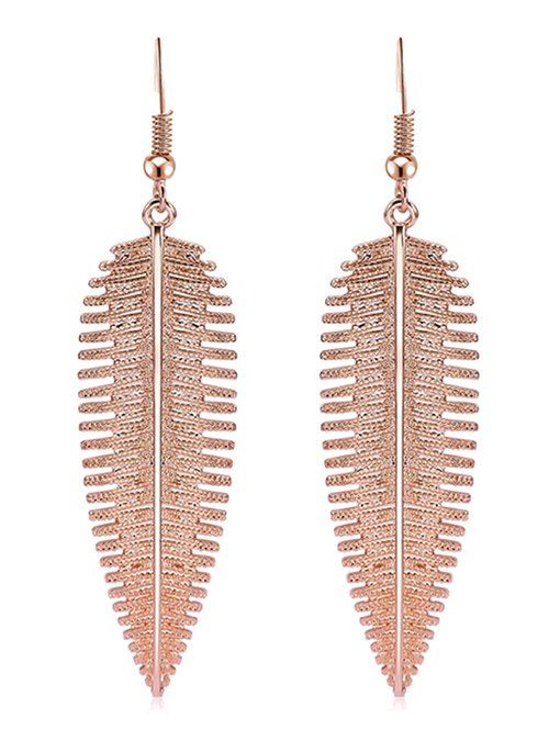 

Feather Design Hook Earrings, Rose gold
